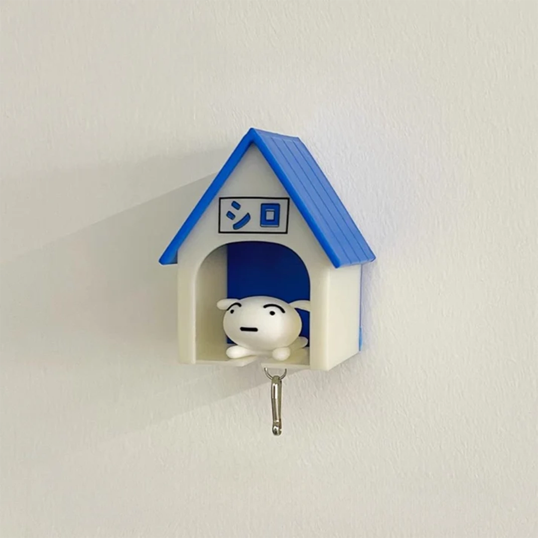 Llavero de Perrito Blanco con Casita